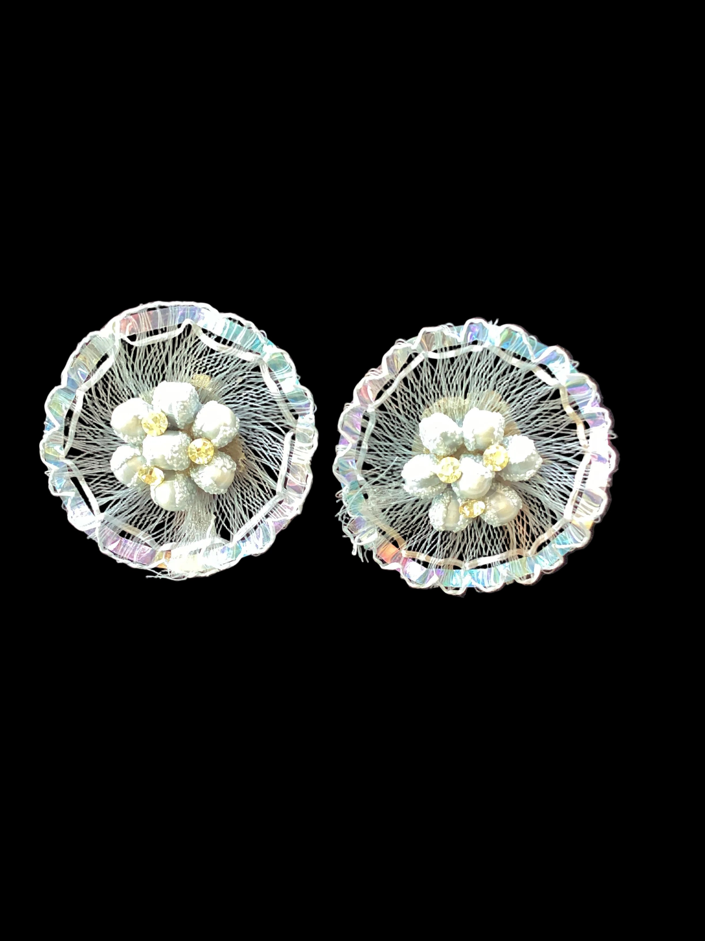 Circa 1950’s Made in Austria Bermuda Blue Rhinestone Bib Necklace & Western Germany Earrings