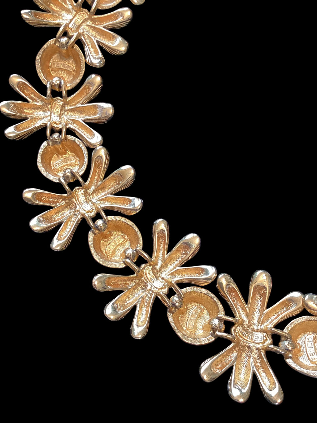Vintage Fendi Gold-Plated Black Enamel Collar Necklace and Earring Parure