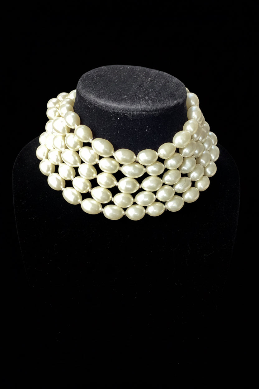 Ultra Rare Vintage 1984 Chanel Season 23         5-Strand Baroque Pearl
Choker Necklace