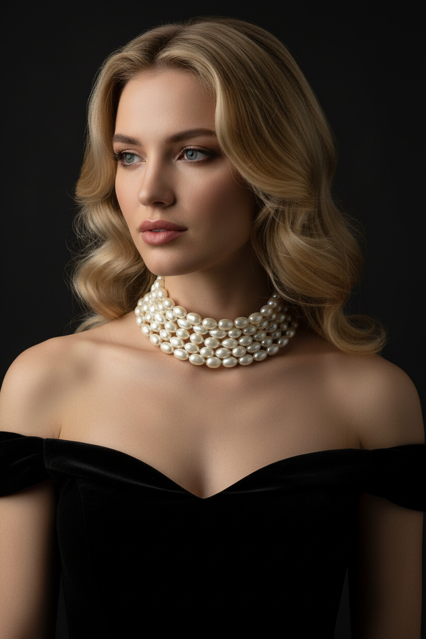Ultra Rare Vintage 1984 Chanel Season 23         5-Strand Baroque Pearl
Choker Necklace