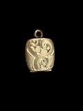 Antique SKM & Co. Gold-Filled Rounded-Square Engraved Locket with Original Celluloid Cover