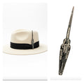 Vintage 1920s Art Deco Black Celluloid Jabot Pin - Elongated Geometric Bar Brooch with Rhinestones