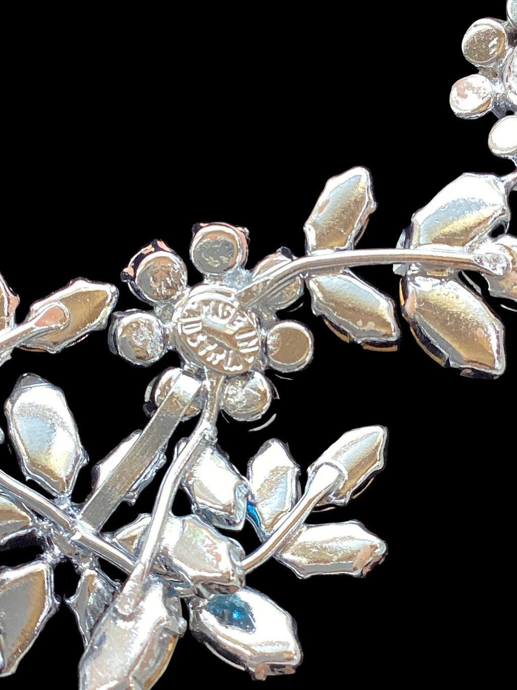 Circa 1950’s Made in Austria Bermuda Blue Rhinestone Bib Necklace & Western Germany Earrings
