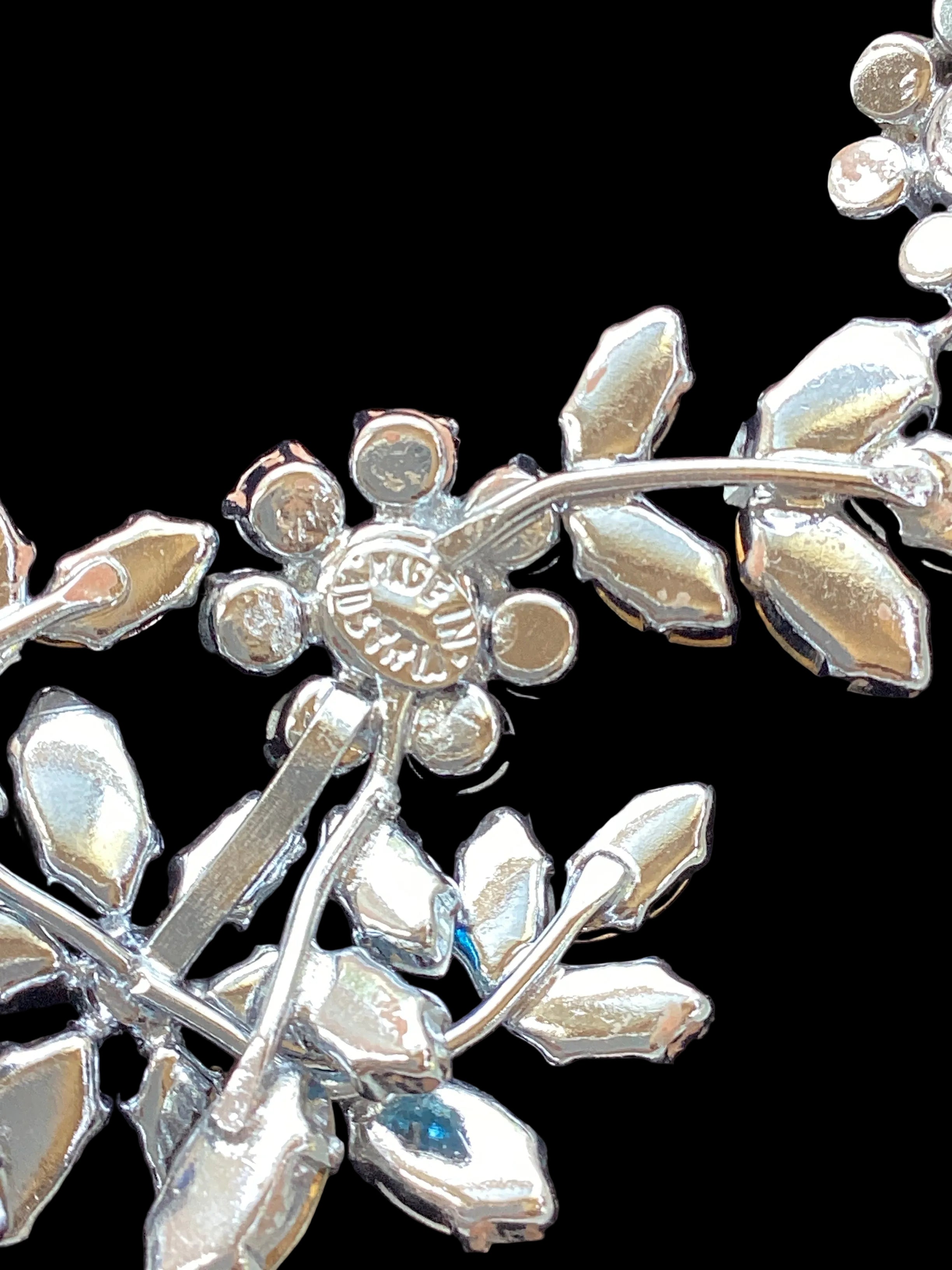 Circa 1950’s Made in Austria Bermuda Blue Rhinestone Bib Necklace & Western Germany Earrings