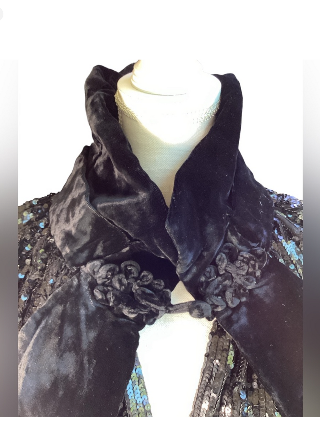 1950’s Black Sequin & Velvet Cocoon Cape