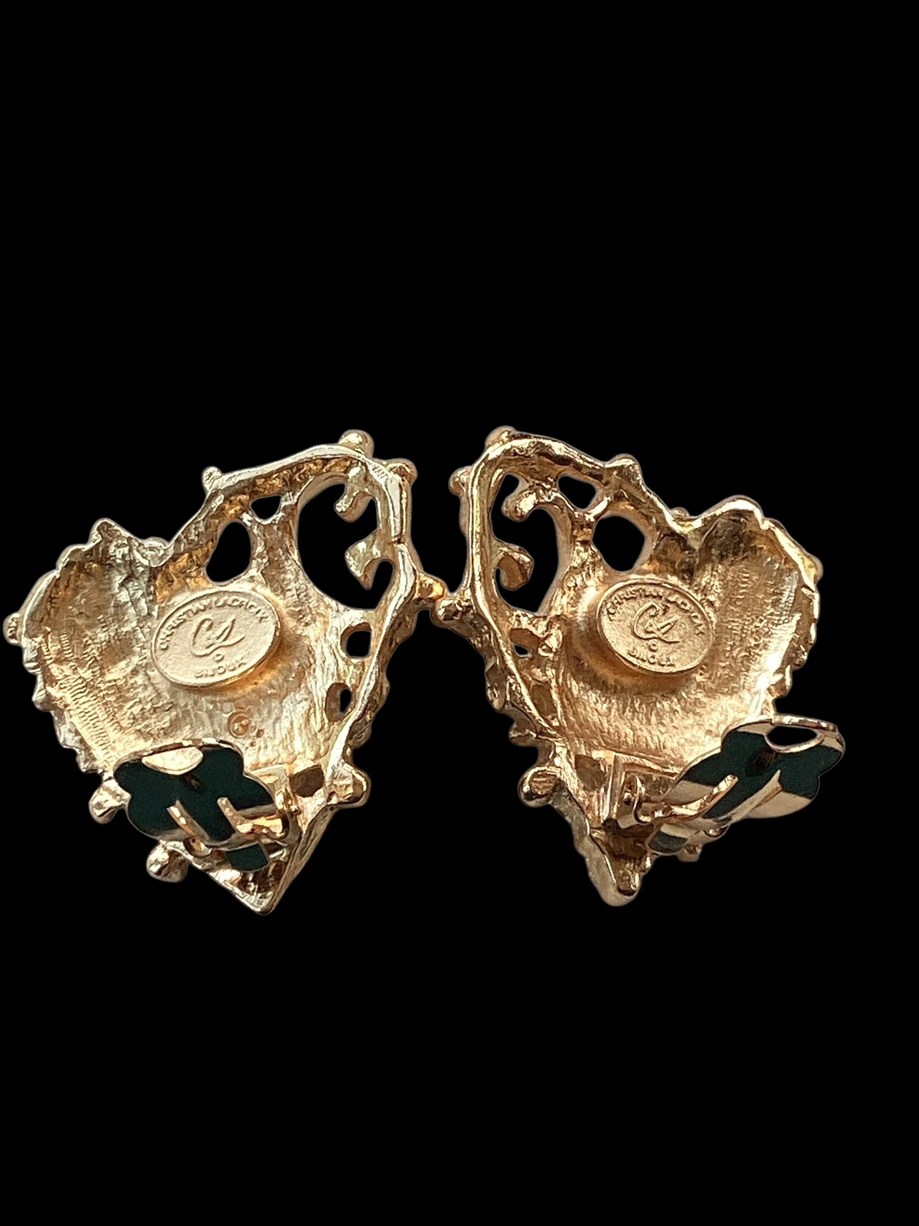 Vintage Christian Lacroix haute couture heart-shaped clip-on earrings Circa 1980’s