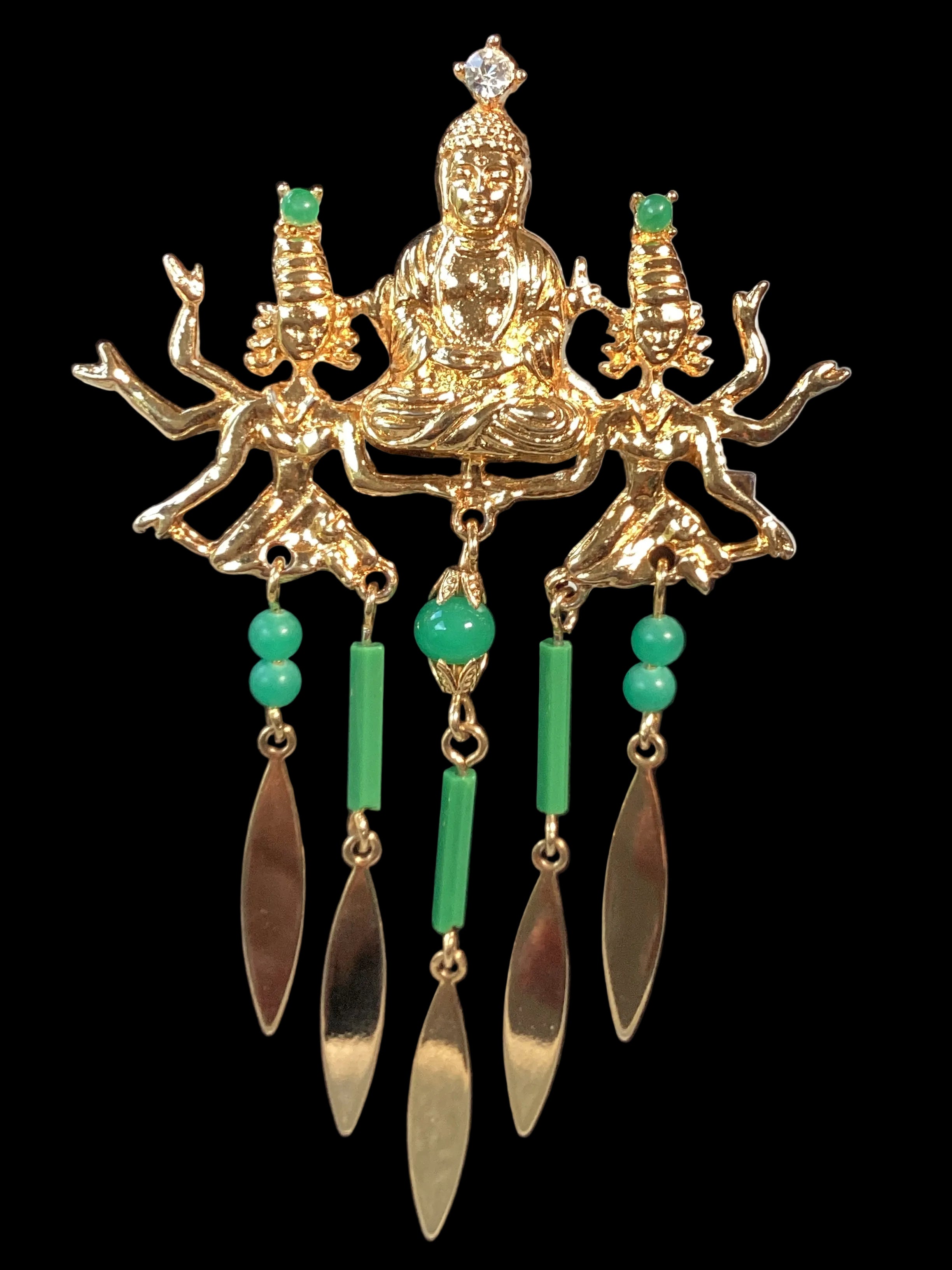 Vintage Arthur Pepper Buddha Brooch & Earring Set