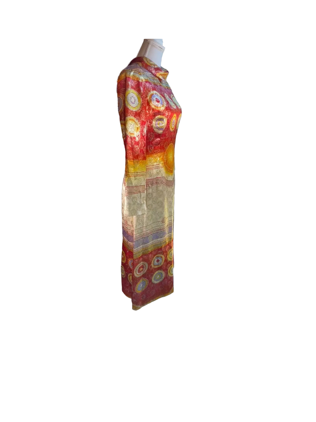 1960s Elinor Simmons for Malcolm Starr Metallic Long Sleeve Dress