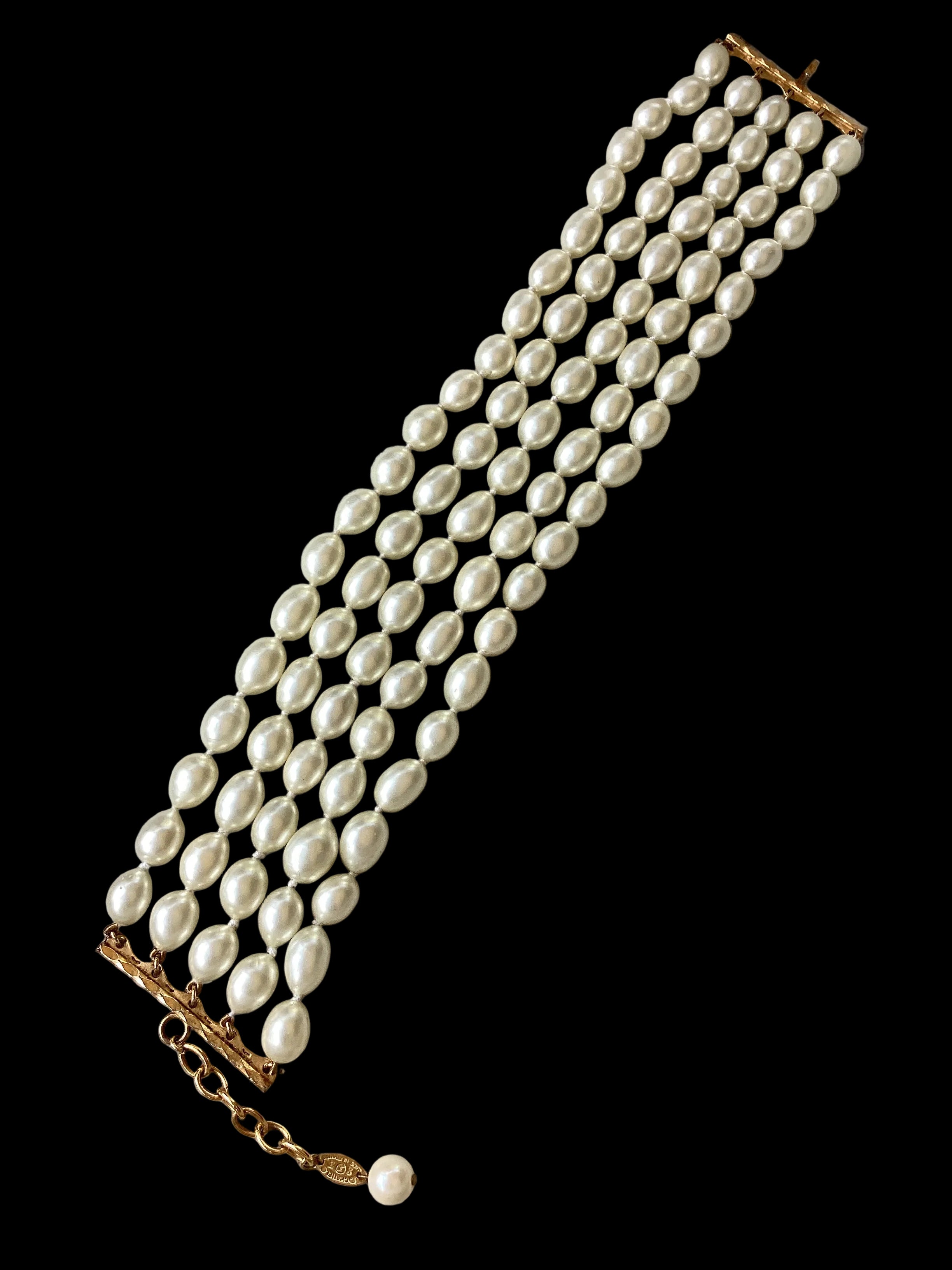 Ultra Rare Vintage 1984 Chanel Season 23         5-Strand Baroque Pearl
Choker Necklace