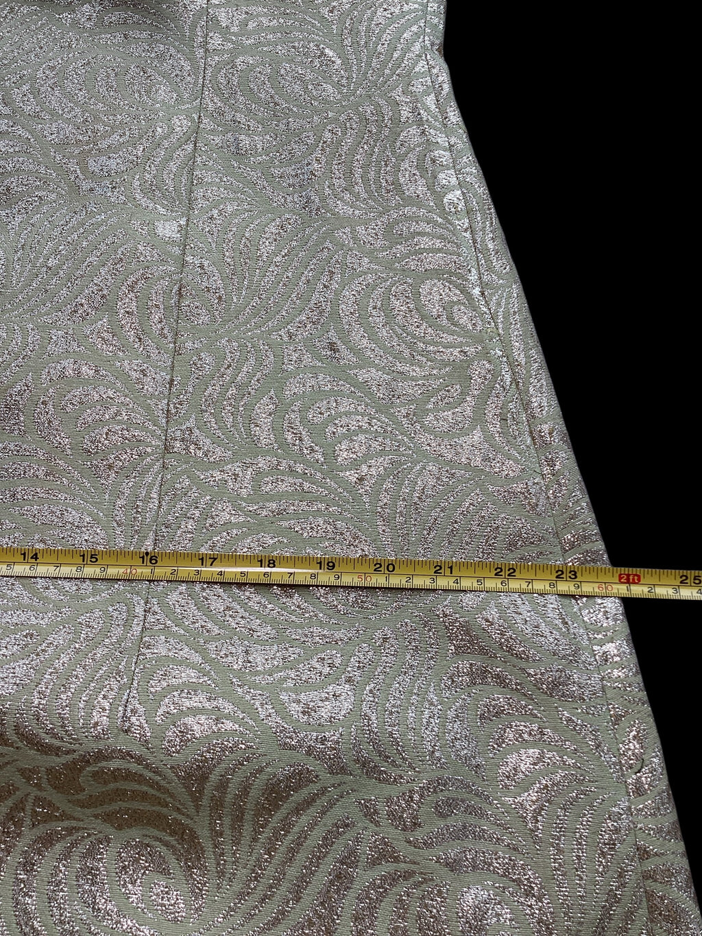Vintage 1960s Malouf Design Perfect Negligee Hostess Gown - Pale Lime & Gold Metallic Brocade Lamé
with Pristine Mink Fur Portrait Collar & Cuffs