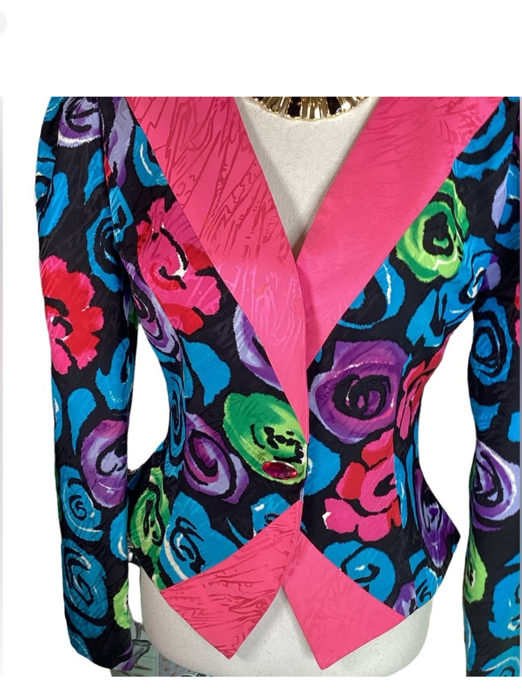 1980's Silk Abstract Floral Blazer