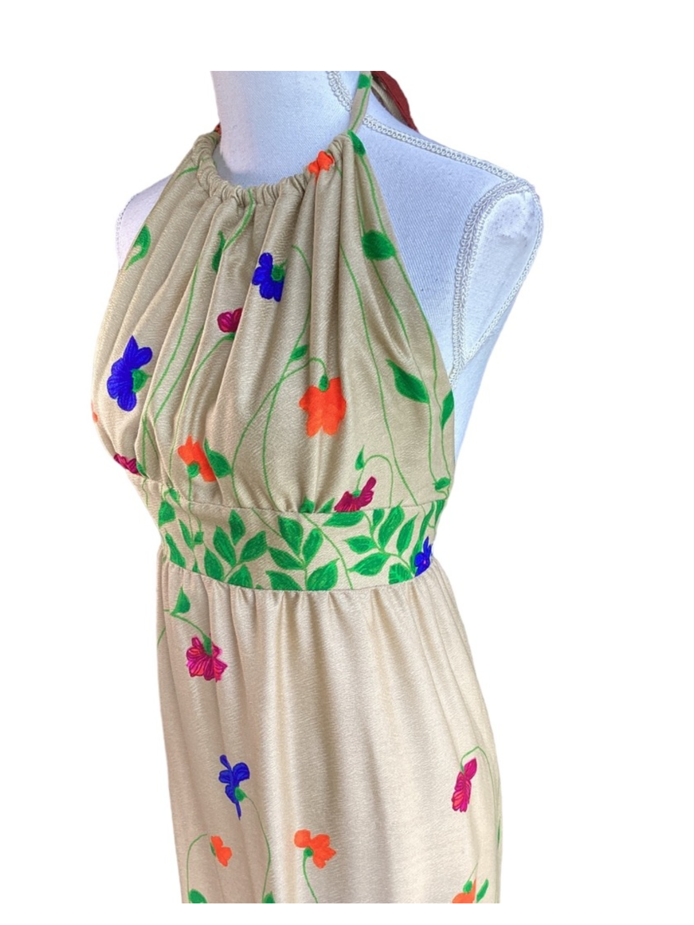 1970's Florescent Floral Maxi Halter
Dress B19