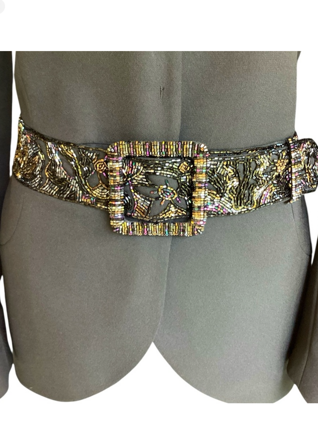 1980’s John Meyer of Norwich Black Party
Jacket with Beaded Belt