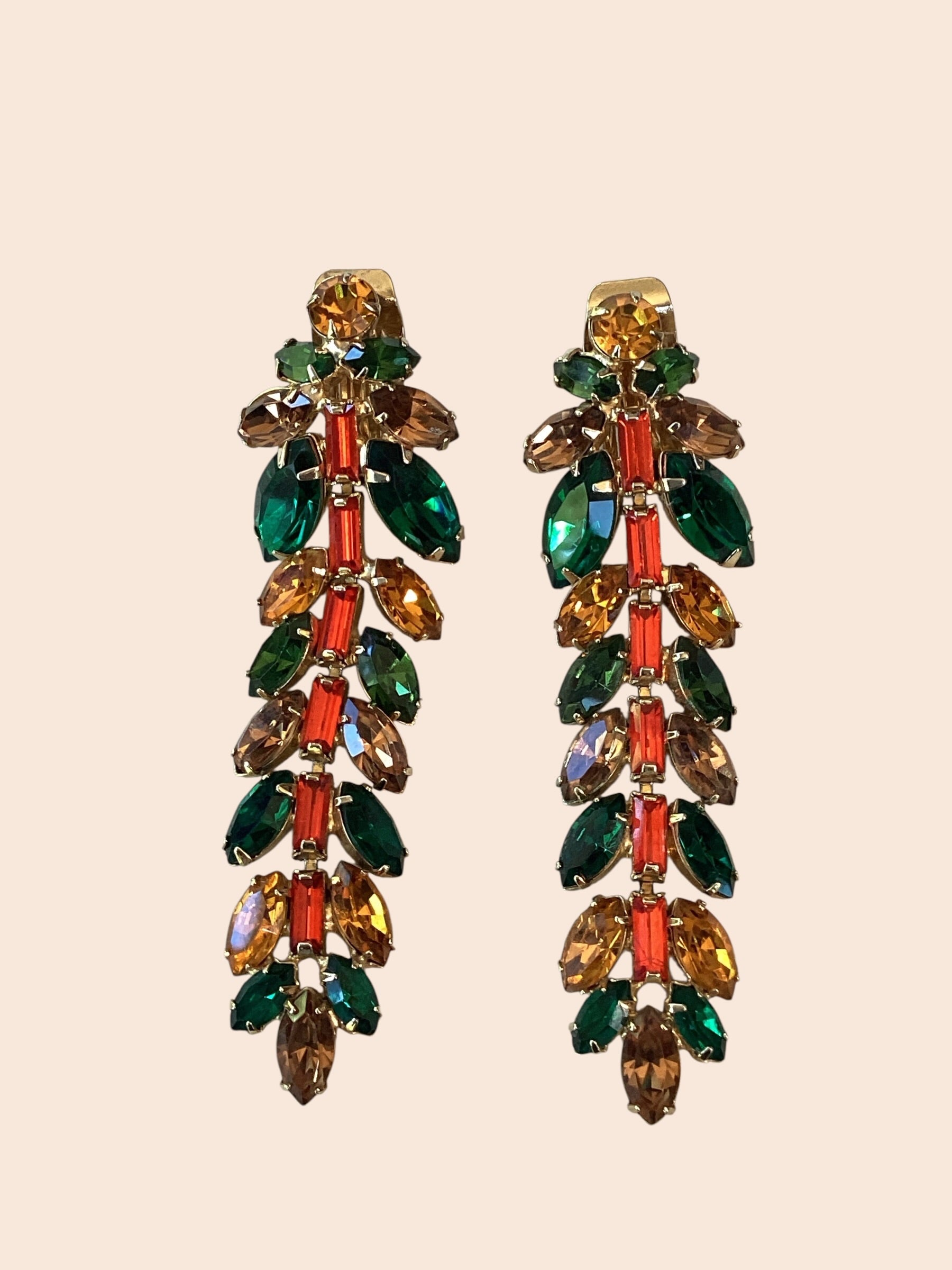 RARE Schreiner NY Emerald, Topaz,Asymmetric Ruffle Necklace,Bracelet,
Earring Demi Parure