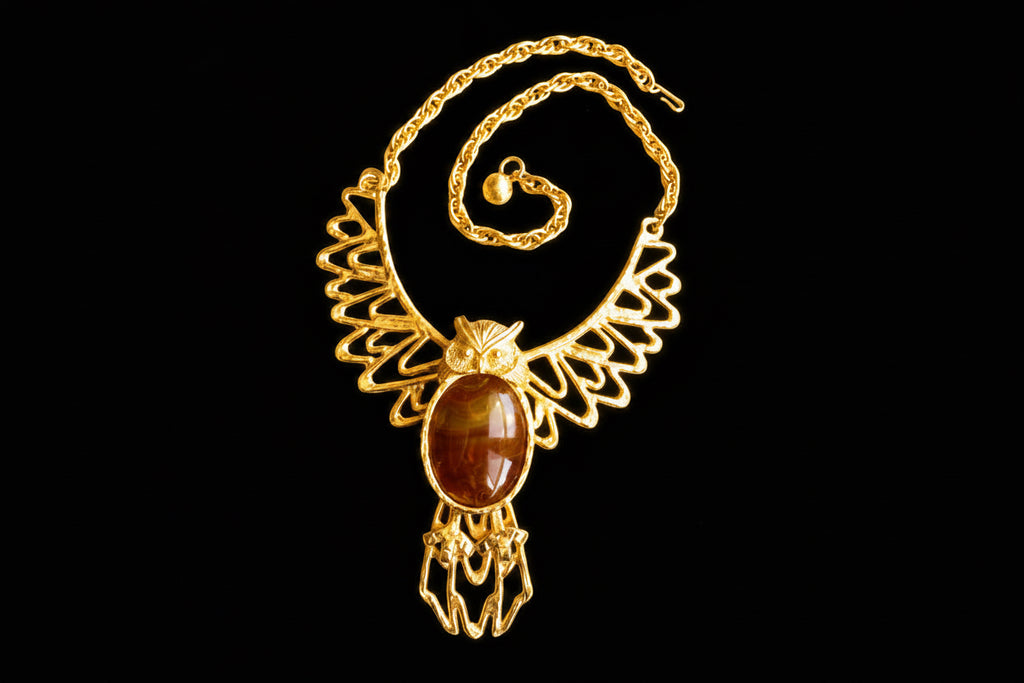 1960 Kenneth Lane Articulated Owl Necklace