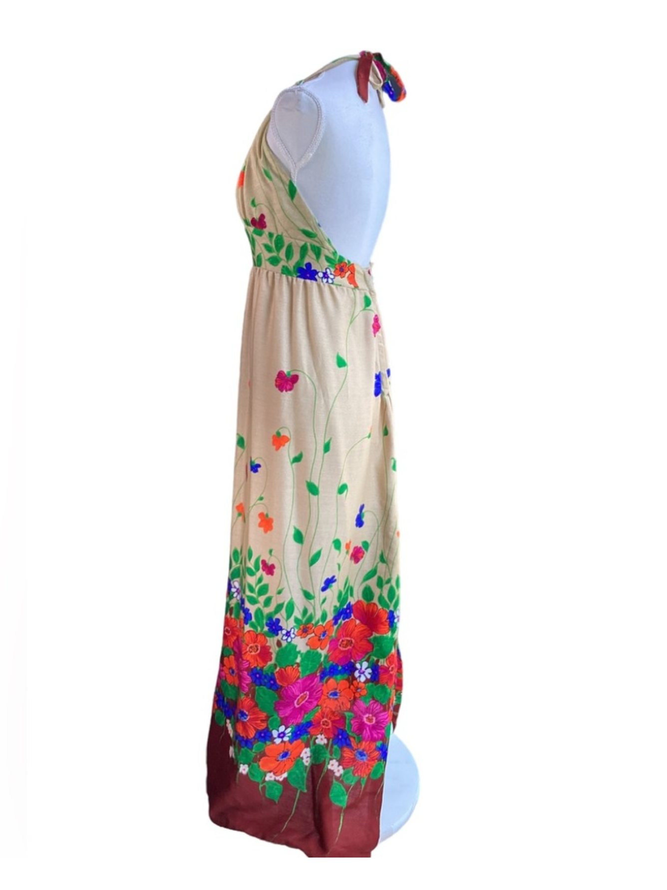 1970's Florescent Floral Maxi Halter
Dress B19