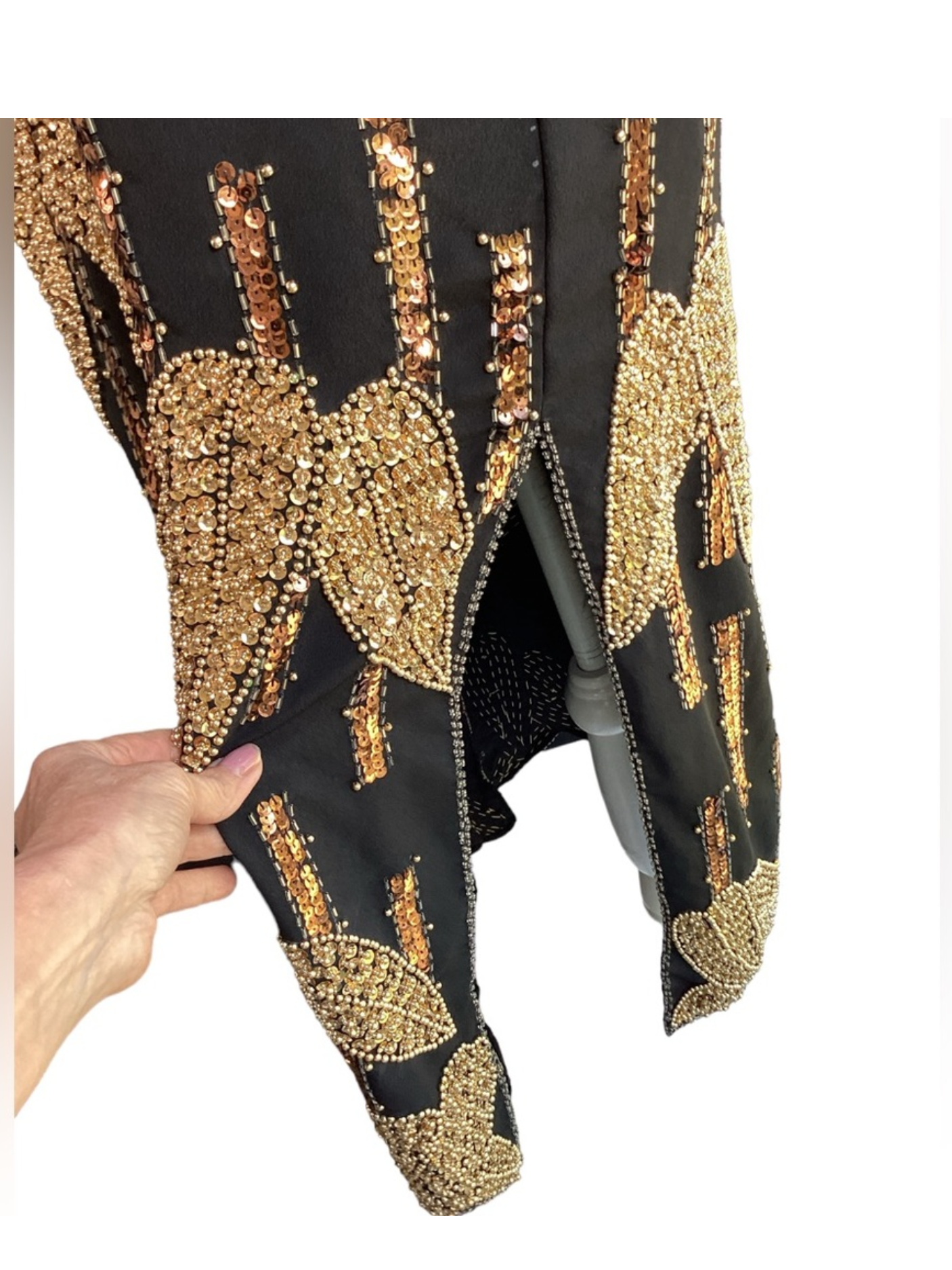Vintage 1980’s Black & Gold Beaded Bamboo Design Cocktail Dress