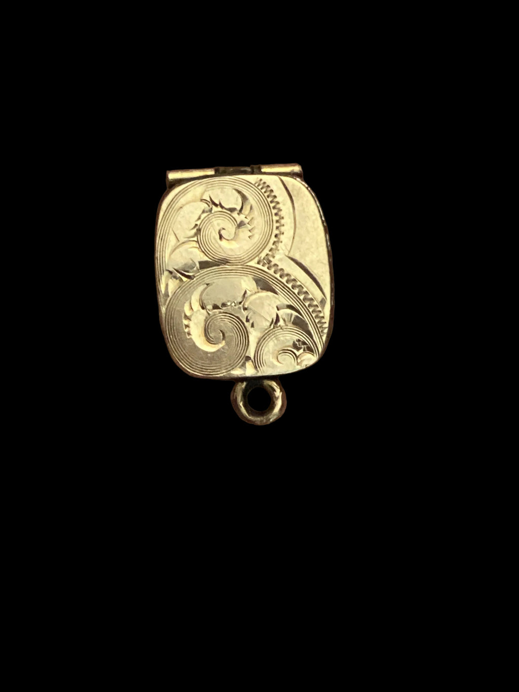 Antique SKM & Co. Gold-Filled Rounded-Square Engraved Locket with Original Celluloid Cover