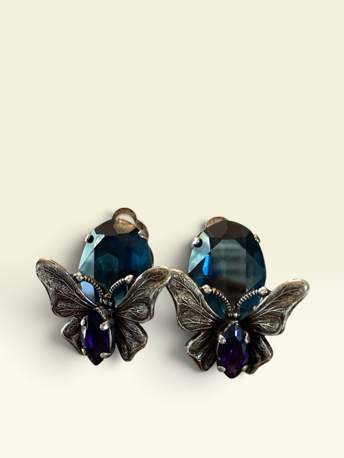 Signed Philippe Ferrandis Paris, Couture Jewel Tone Butterfly Necklace & Earrings Set
