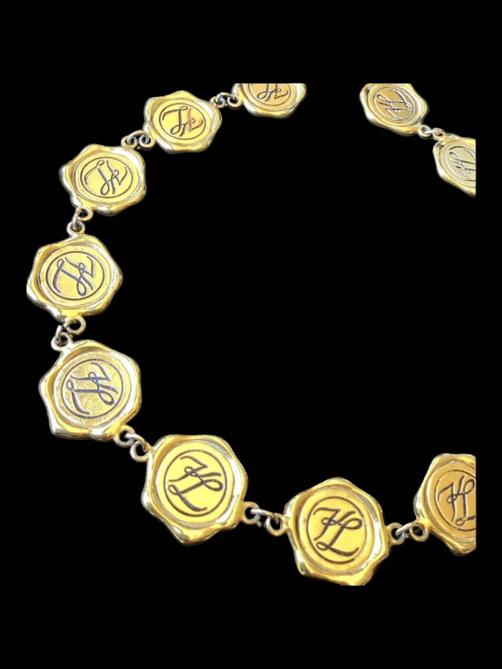 Vintage Karl Lagerfeld Wax Seal Coin
Reversible Necklace