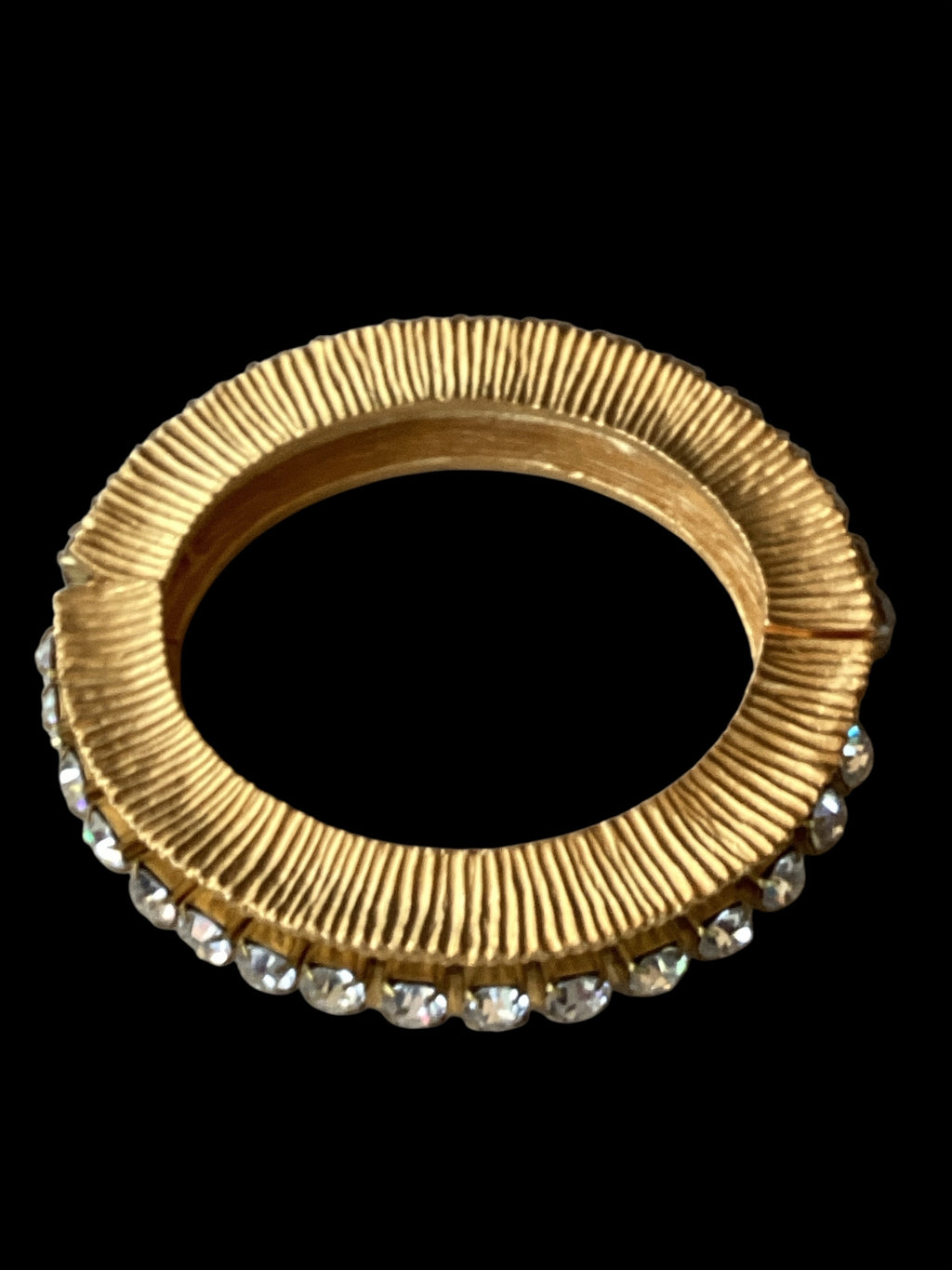 Vintage 1980s Givenchy Matte Gold Crystal Hinged Bangle
Bracelet