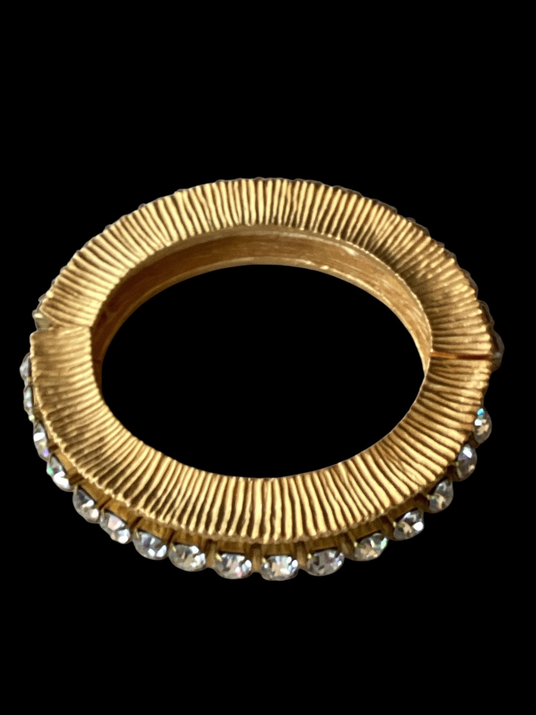 Vintage 1980s Givenchy Matte Gold Crystal Hinged Bangle
Bracelet