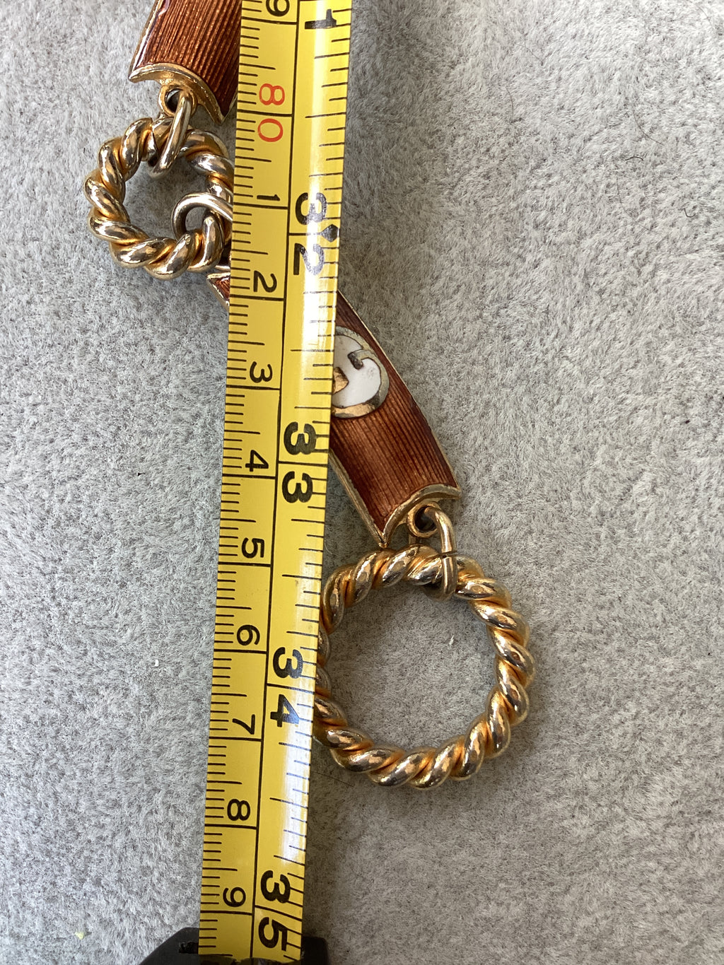 Vintage 1970s Gucci Enamel Chain Link Necklace/Belt Gold Tone Bronze Interlocking
GG Logo