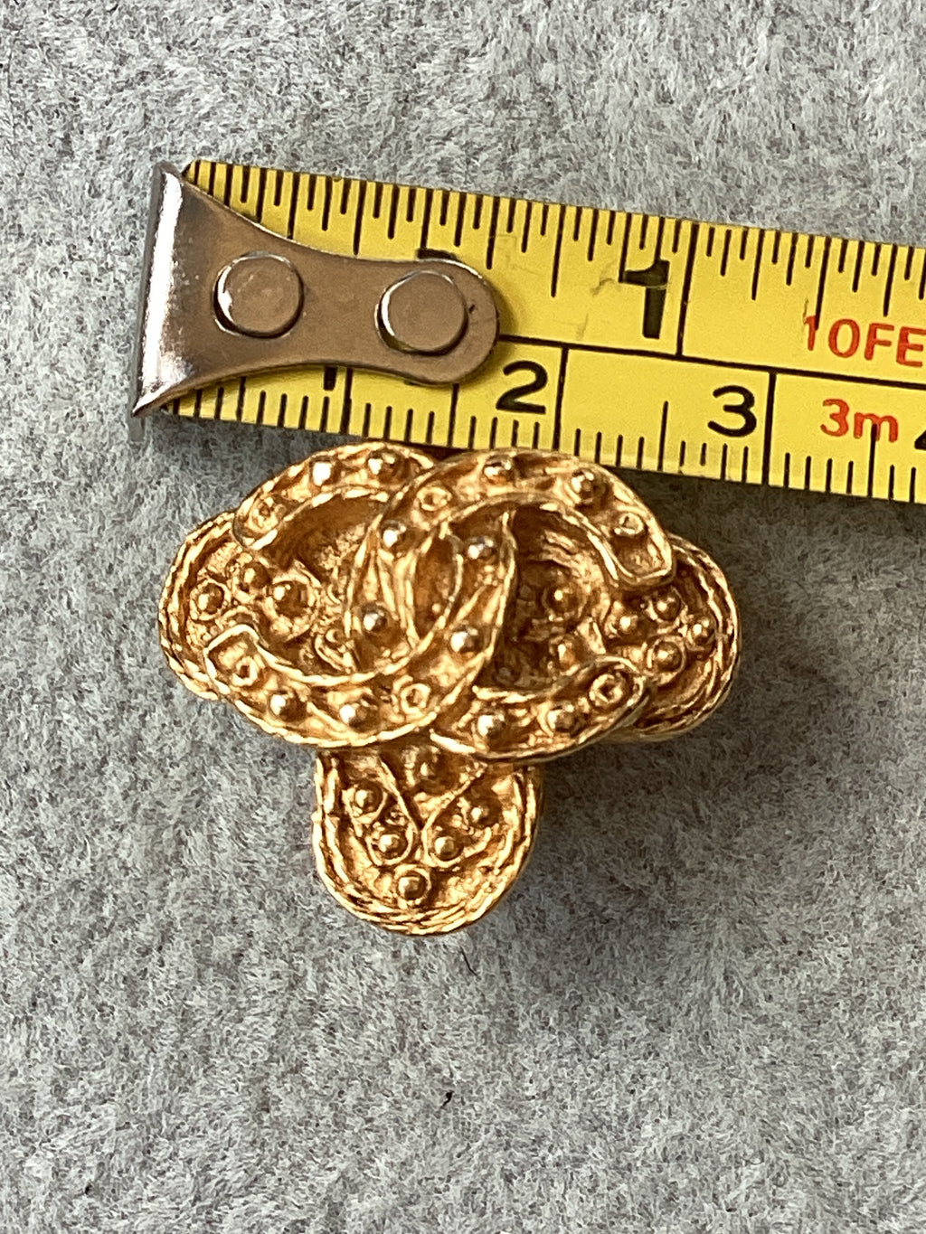 Authentic Vintage Chanel 1994 Autumn Clover Cross Clip-On Earrings