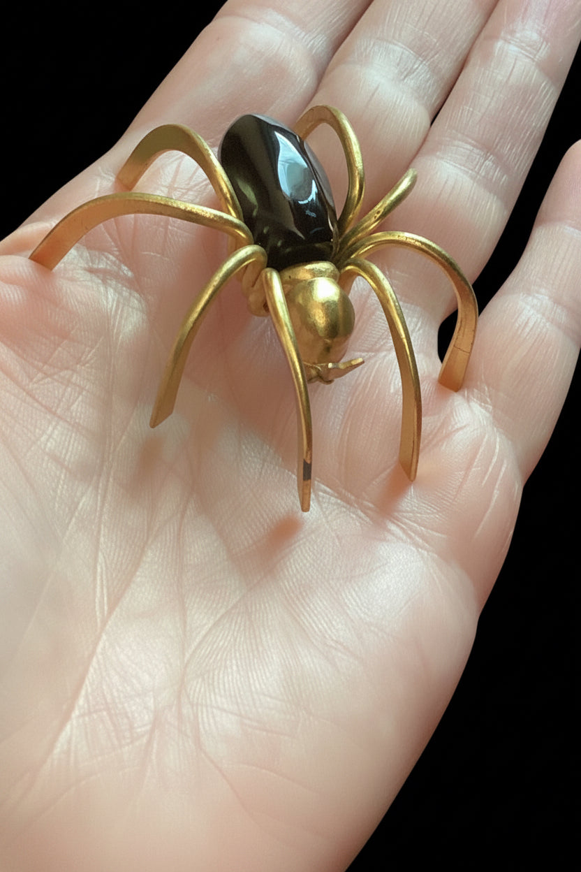 Circa 1930s-40s Art Deco Bakelite Spider Brooch Pin
