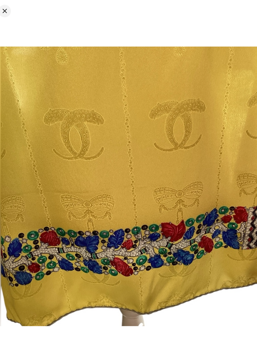 Cartier 1980's Jeweled Belt Yellow Silk Scarf