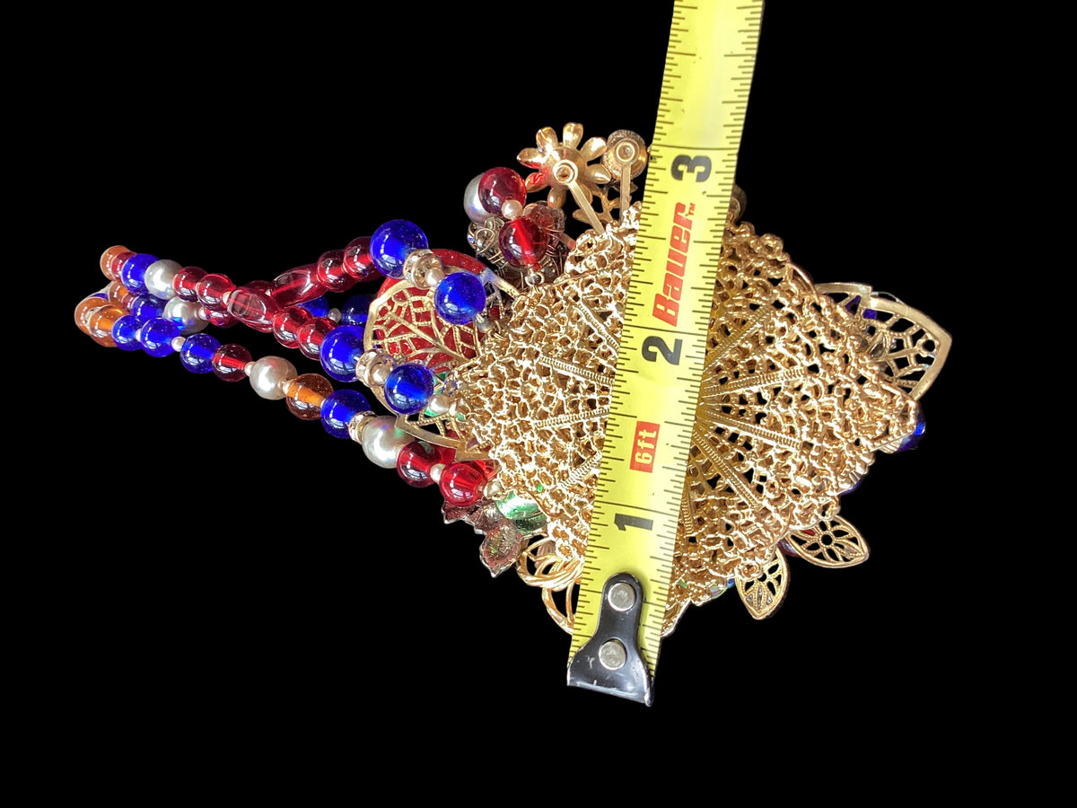 Vintage Mid-Century Beaded Cluster Statement Necklace & Brooch