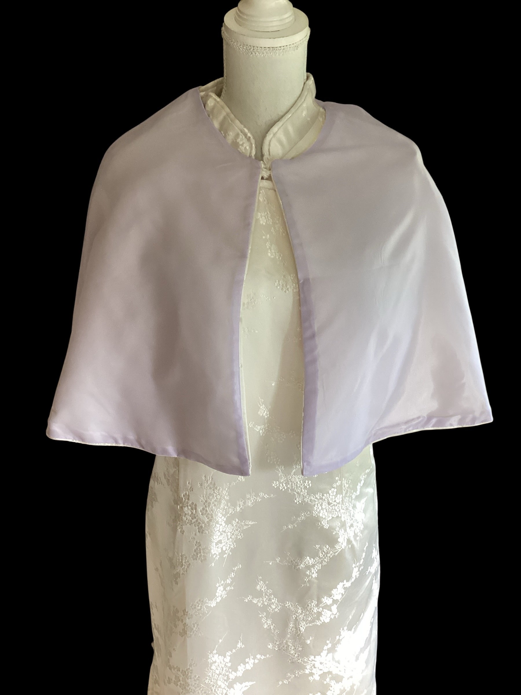 White Floral Brocade Cheongsam Dress & Capelet Set