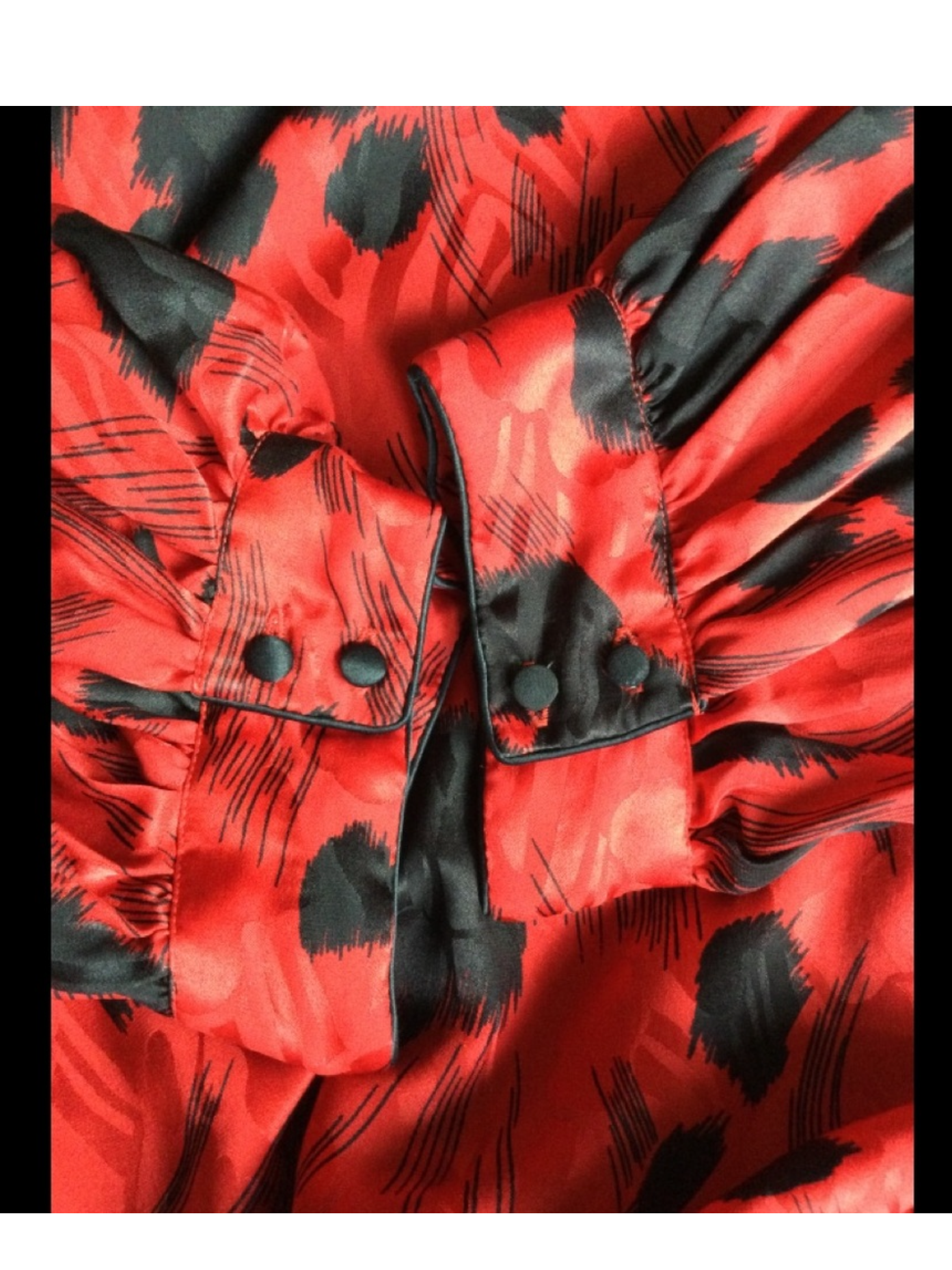 Vintage 1980's Flora Kung Red & Black Silk Dress