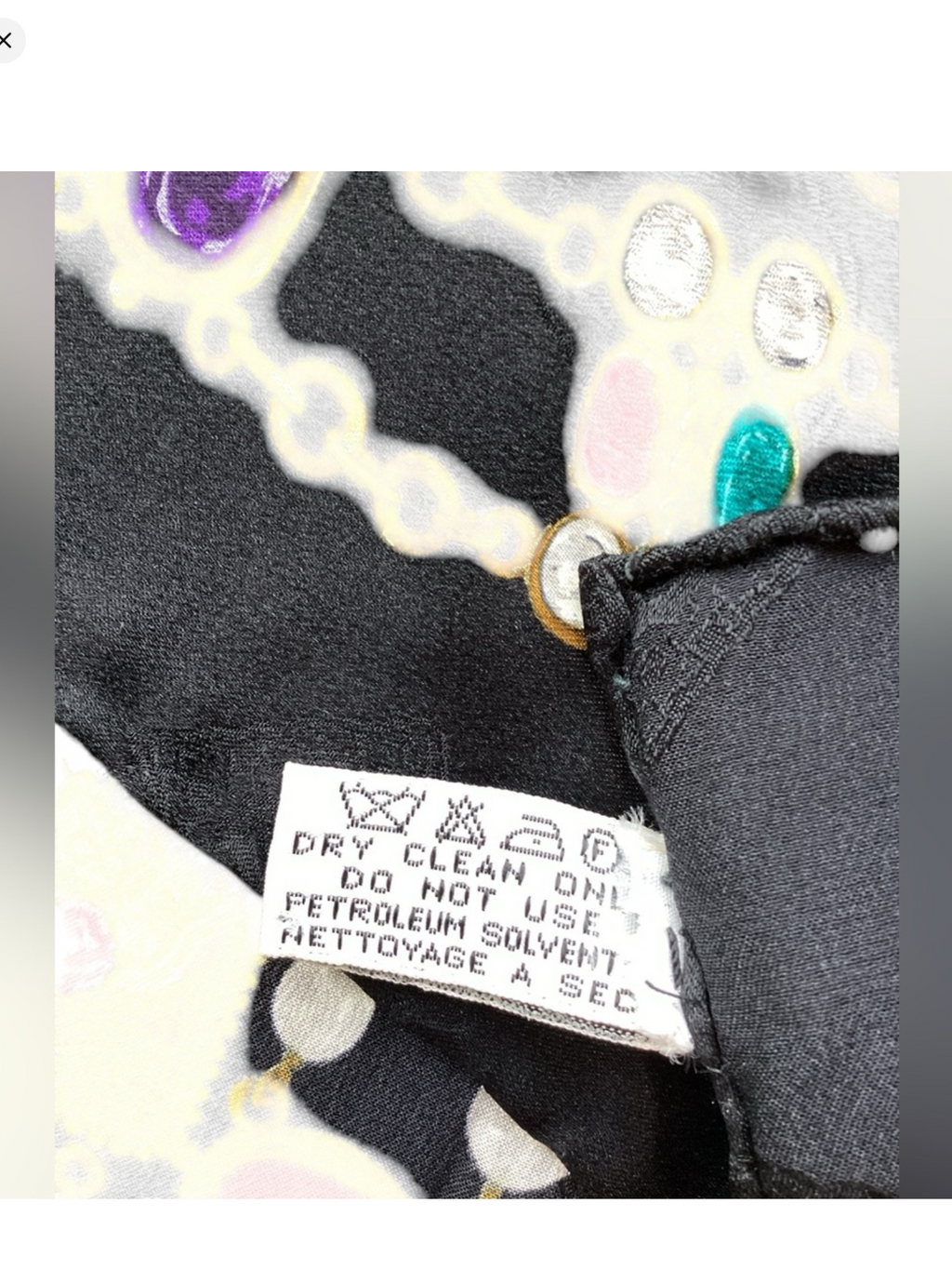 CHANEL Black & Gripoix Silk Scarf Circa 1980